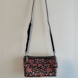 COACH FLORAL PATTERN DOUBLE COMPARTMENT CROSSBODY SHOULDER BAG